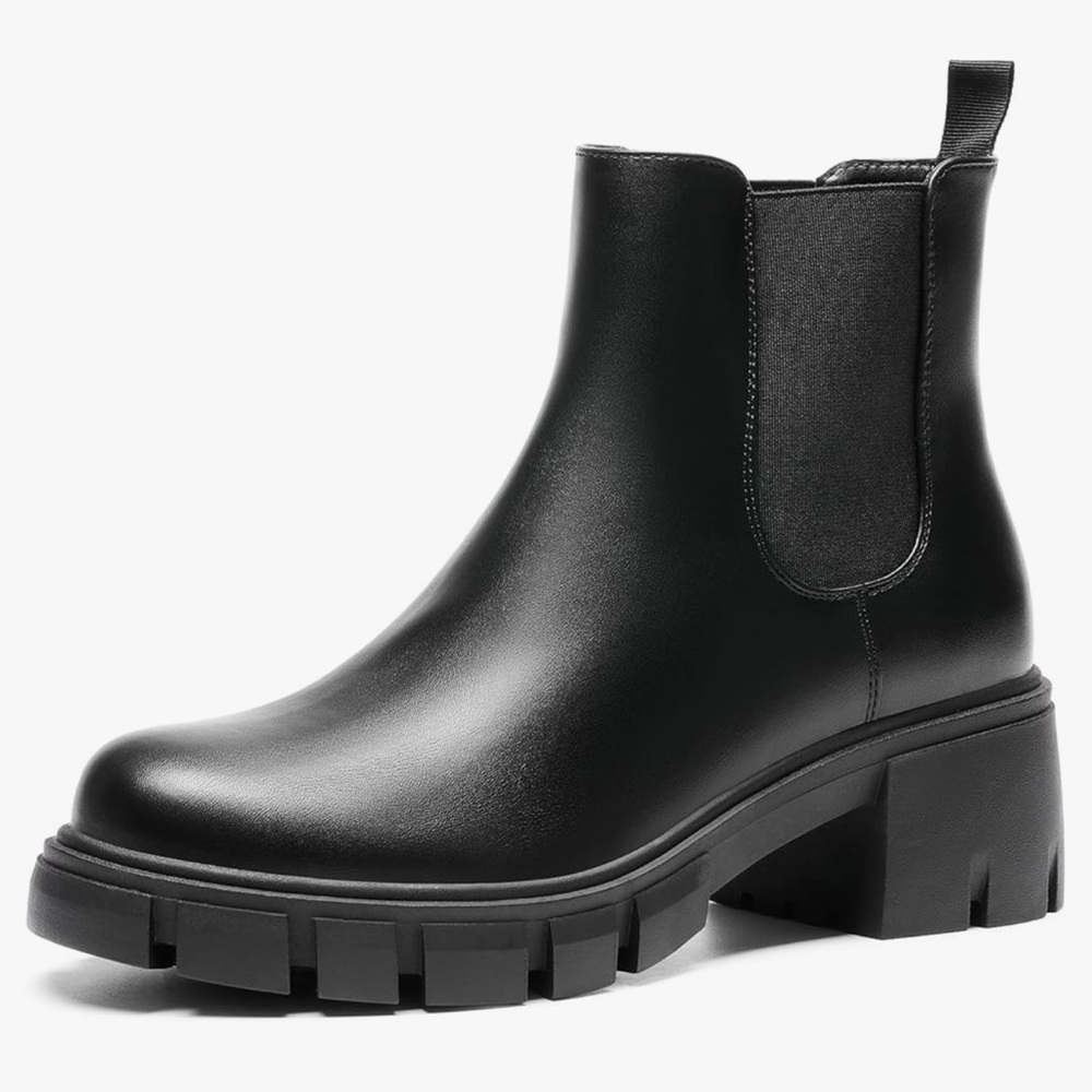 Black Chunky Heel Ankle Boots